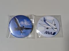 ANA 飛行機デザイン 缶バッジ 2個　(未使用)のサムネイル
