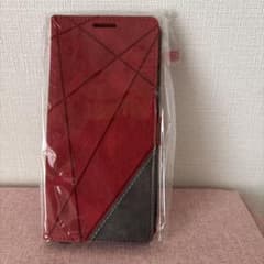 iPhone15plus용 수첩형 케이스 레드 기하학 모양