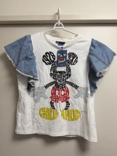 ZARA ミッキーマウス Tシャツ デニムフリル袖 Lサイズ新品未使用のサムネイル