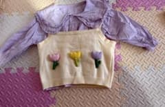 花の刺繍付きクリーム色セーター2点