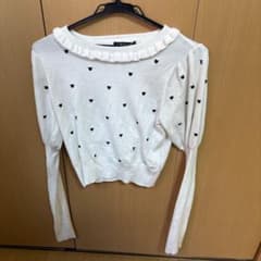 TRAVAS TOKYO クマ総柄 フリル 長袖ニット ホワイトのサムネイル
