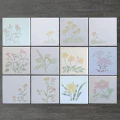 19.レトロな草花の100角タイル 12枚セット (1枚×12種類)のサムネイル