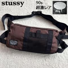90s】old stussy ボディーバッグ ショルダー ナイロン ロゴパッチ