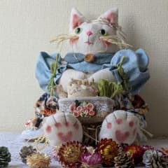 カントリードール 猫ちゃん ナチュラル雑貨 アンティーク風 - メルカリ