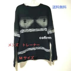 メンズ クルーネック スウェット ブラック オルテガ柄　confirmのサムネイル
