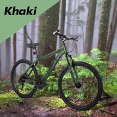マウンテンバイク 26インチ シマノ製 21段変速 スタンド付 カーキ 2086