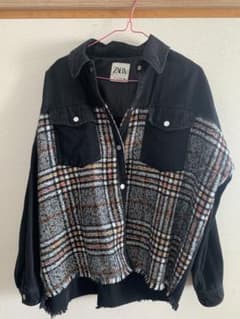 値下げ❗️ZARA ツイード柄　デニムジャケットのサムネイル