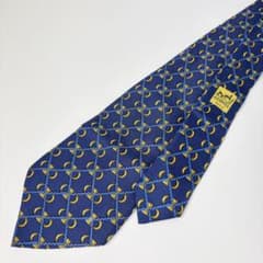HERMES エルメス 総柄 シルク ネクタイ フランス製 ネイビー - メルカリ