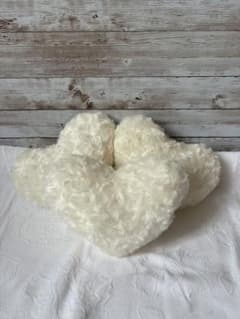 新品 未使用】 モコモコ フワフワ可愛い♥白のハート型ミニクッション