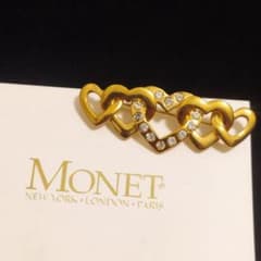 MONET　モネ　ゴールド　ハート　ブローチ　ピン　スカーフ留め　ヴィンテージ
