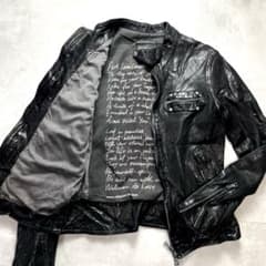 極美品 イサムカタヤマバッグラッシュ シングルライダース シワ加工 