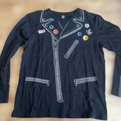 graniph ライダースジャケット風 長袖カットソー ブラック Lのサムネイル