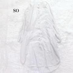 SO 長袖バンドカラーシャツワンピース チュニック 羽織り 綿100 レイヤード