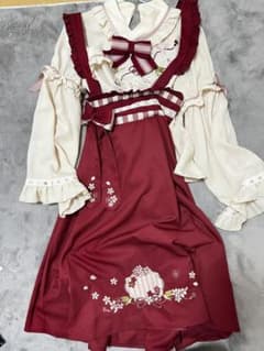 鶯と桜吹雪の袴風スカートセットのサムネイル