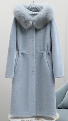 ☆新品限定☆帽子付☆最高級☆フォックスファー襟付き羊毛ロングコート