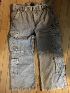グレー カーゴパンツ デニム 多ポケットのサムネイル