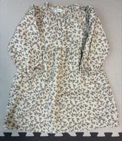 【美品】BEAMS mini ワンピース 90cm 花柄　ベージュ　長袖のサムネイル