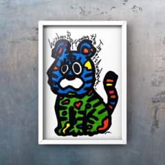 虎の威を借りずとも』絵画 原画 絵 犬 猫 ポップアート - メルカリ