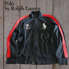 Polo by Ralph Lauren トラックジャケットビッグポニー黒/赤 - メルカリ