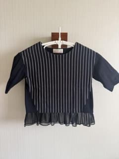 ナノユニバース　Broderie & Co ストライプ柄 半袖トップス フリル裾のサムネイル
