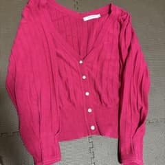 MOUSSY ピンク 長袖ニットカーディガンのサムネイル