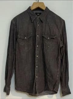 希少 色 RRL コンチョ デニム グレー ウエスタン シャツ XL ステッチ