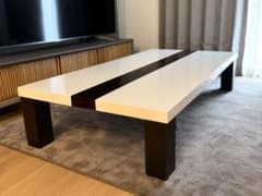 【ローテーブル】ホワイト×ダークブラウン 大型 155×85cmのサムネイル