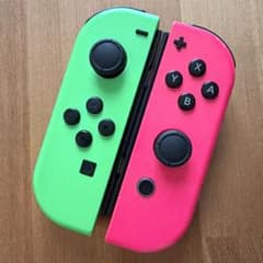 Switch 조이콘 네온 그린 × 네온 핑크 스플라툰 컬러