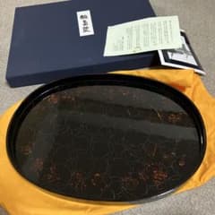 能登輪島　輪島塗お盆　漆器　漆工芸品 輪島塗 お盆 楕円形 1枚 能登輪島 特製漆工芸品 本うるし - メルカリ