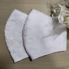 ピンク刺繍コットンマスク2枚セットのサムネイル