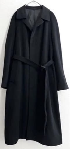 【美品】カシミヤ100% ステンカラーコート　黒のサムネイル