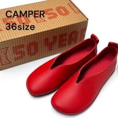 未使用 25AW カンペール ライトニナ 36 赤 本革 レザー フラット 未使用 25AW カンペール ライトニナ 36 赤 本革 レザー フラット