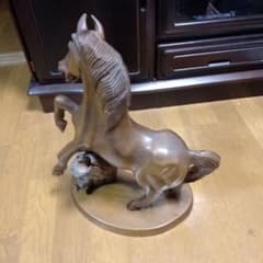美品！アンティ―ク！今年は馬年！木製馬の彫刻 ブラウン 約50cm - メルカリ