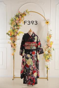 振袖豪華5点セット【F393】黒 赤 黄 - メルカリ