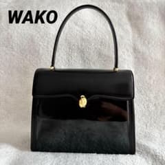 WAKO 銀座和光 ハンドバッグ パテントレザー 本革 黒 ゴールド