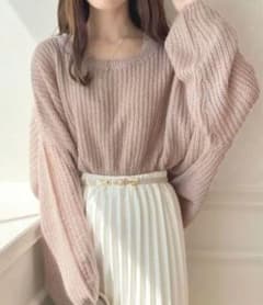 ゆったりシルエット シアーニット ピンク系のサムネイル