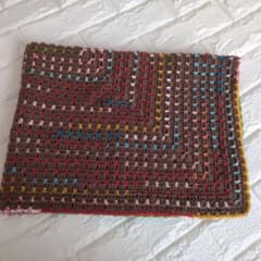 ハンドメイド 手編み ひざ掛け ブラウン系のサムネイル