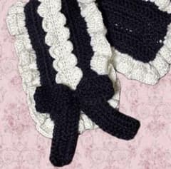 ヘッドドレス　編み物　黒のサムネイル
