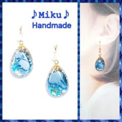 No.1481-E　海☆亀(ホヌ)☆星の砂☆レジン☆ピアス・イヤリング(G) No.1152-E クラゲ☆亀(ホヌ)☆海☆レジンピアス・イヤリング(ゴールド