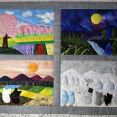四季の風景タペストリー・古民家と猫たち・パッチワークキルト62×54 四季の風景タペストリー・猫たち・パッチワークキルト59×48 - メルカリ