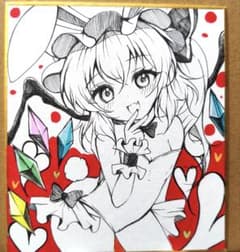 【643】 オリジナル 手描きイラスト 東方Project フラン アクリル画 ナ*ン様 手描きイラスト 小色紙 東方Project フランドール