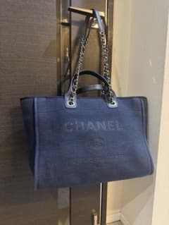 CHANEL シャネル　ドーヴィル　トートバッグ　ネイビー美品のサムネイル