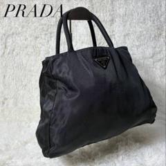 ✨極美品✨プラダ PRADA ハンドバッグ ジャガード ブラック 白タグ ✨️極美品✨️プラダ ハンドバッグ 三角ロゴ ナイロン ブラック