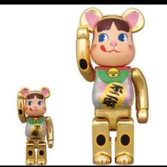 BE@RBRICK 招き猫 ペコちゃん 金メッキ100% & 400%のサムネイル