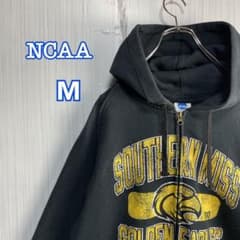 古着 NCAA センタービックプリント ジップアップパーカー ブラックMのサムネイル