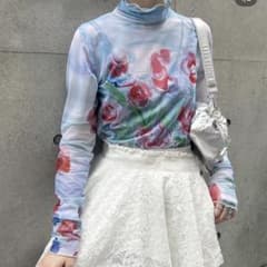 【POPPY】アートフラワー シースルートップス(ハイネック) POPPY】アートフラワー シースルートップス(ハイネック) - メルカリ