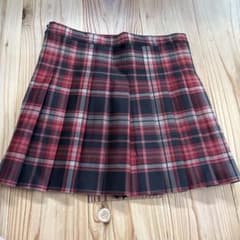 チェック柄 プリーツ ミニスカート レッド系のサムネイル