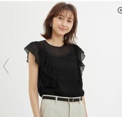 GU シアーラッフルスリーブブラウス XLのサムネイル