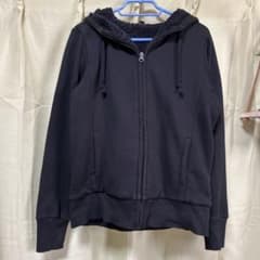 ユニクロ ボアスウェットフルジップパーカ 黒 M レディース 厚手 防寒 YKK