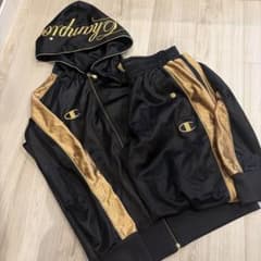 Champion ジャージ セットアップ ブラック ゴールド - メルカリ